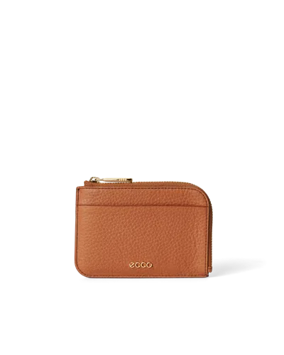 Ecco Card Case Zipped - Leather Zipped Card Case In Brown