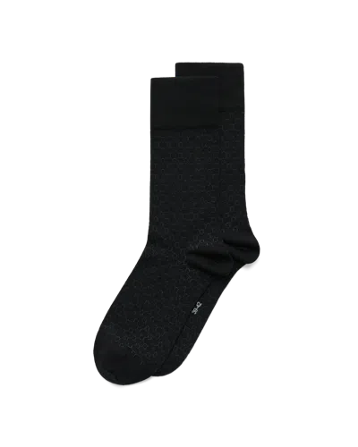 Ecco Classic Honeycomb Mid Cut - Men's Mid-cut Socks In Black