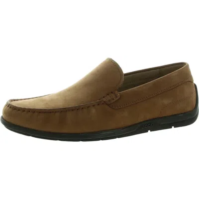 Ecco Classic Moc 2.0 Mens Solid Nubuck Loafers In Brown