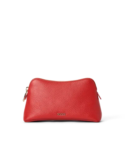 Ecco Cosmetic Pouch - Women's Leather Pouch Bag In Red