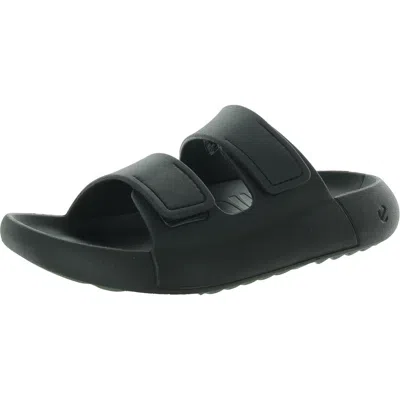 Ecco Cozmo Womens Cushioned Footbed Adjustable Pool Slides In Black ...