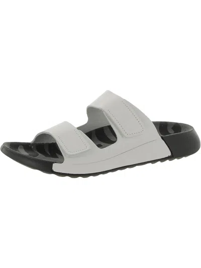 Ecco Cozmo Womens Velcro Flat Slide Sandals In White