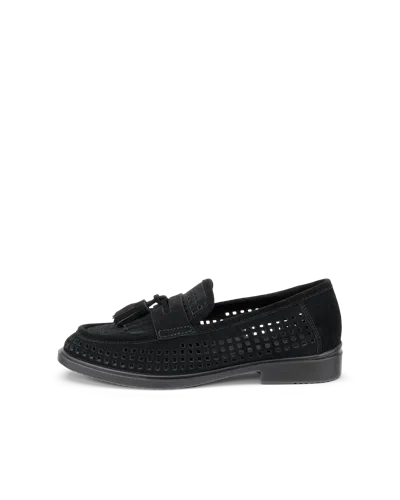 Ecco Dress Classic 15 - Women's Suede Loafer In Black