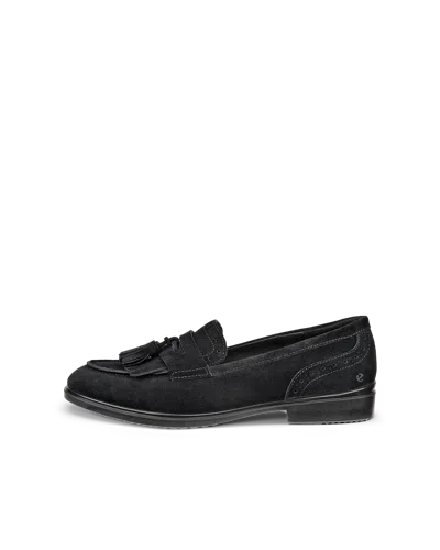 Ecco Dress Classic 15 - Women's Suede Loafer In Black