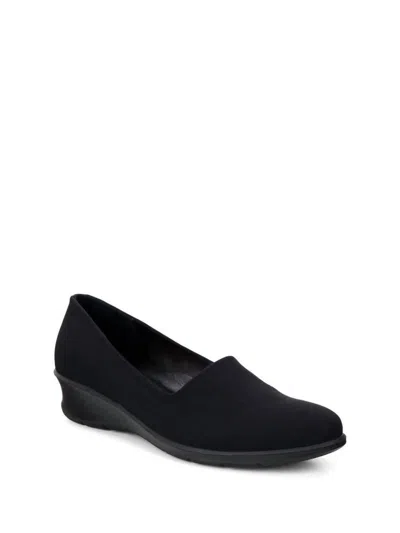 Ecco Womens Round Toe Slip On Loafers In Black