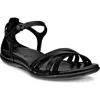 Ecco Flash Womens Leather Flat T-strap Sandals In Black