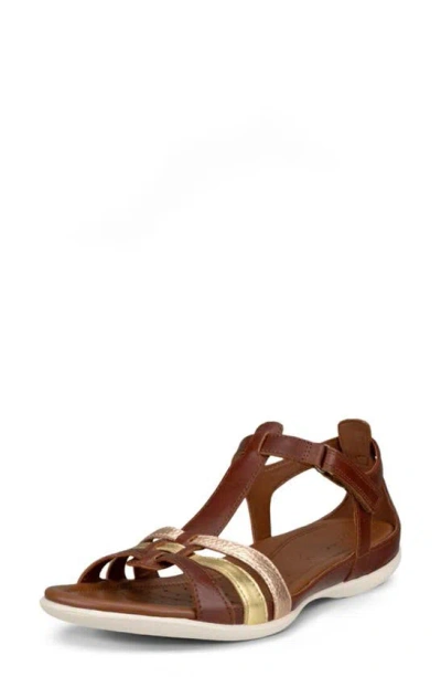 Ecco 'flash' Sandal In Mink/gold/hammered Bronze