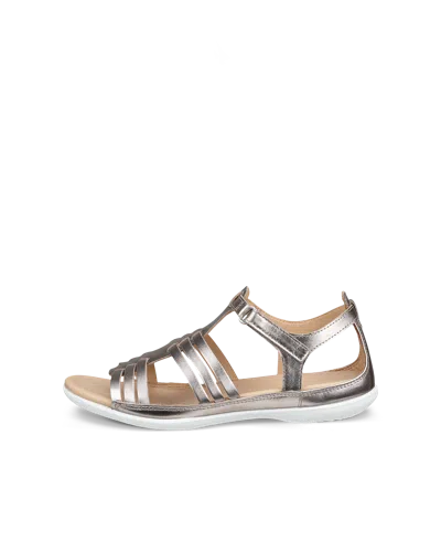 Ecco Flash - Women's Leather Flat Sandal In Silver