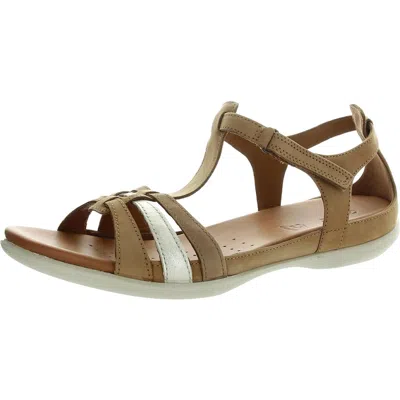 Ecco Flash Womens Leather Flat T-strap Sandals In Multi