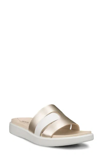 Ecco Flowt Oasis Slide Sandal In White/pure White Gold