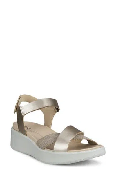 Ecco Women Flowt Crossband Wedge In Pure White Gold In Multi