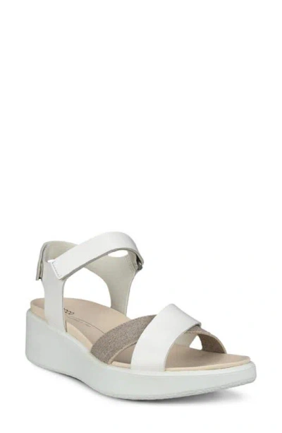 Ecco Flowt Water Resistant Wedge Sandal In White