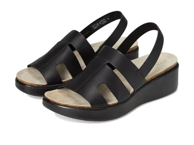 Ecco Flowt Wedge Cork Oasis Sandal In Black