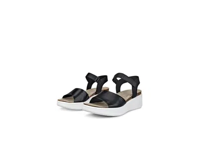 Ecco Flowt Wedge Cork Sandal In Black