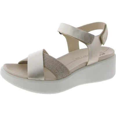 Ecco Flowt Water Resistant Wedge Sandal In Pure White Gold