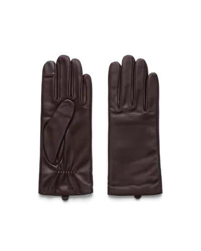 Ecco Gloves Plain - Women's Leather Gloves In Brown
