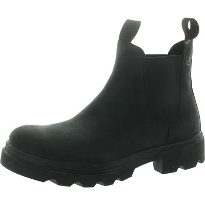 Ecco Grainer Womens Lugged Sole Leather Ankle Boots In Black
