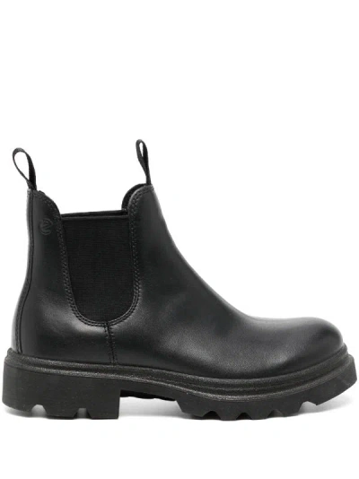 Ecco Leather And Robber In 01001 Black