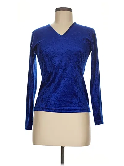 Pre-owned Ecco Long Sleeve Top Blue V-neck Tops