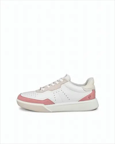 Ecco Low-top Sneakers With Pink Suede Accents In White
