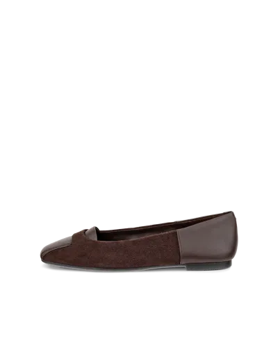 Ecco Margot - Women's Suede Ballerina Flat In Brown