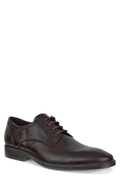 Ecco Maitland Plain Toe Leather Derby In Cocoa Brown