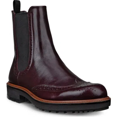 Ecco Metropole Oslo Wingtip Chelsea Boot In Burgundy