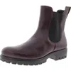 Ecco Modtray Womens Leather Lugged Sole Chelsea Boots In Red