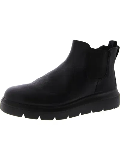 Ecco Nouvelle Womens Leather Pull On Chelsea Boots In Black