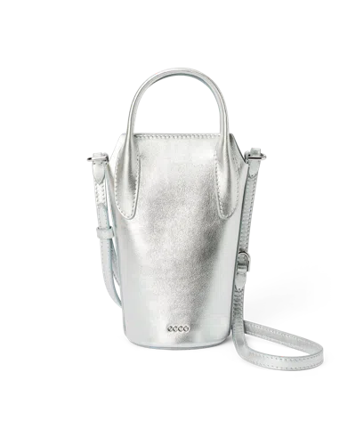 Ecco Pot Bag - Women's Leather Bucket Bag In Silver