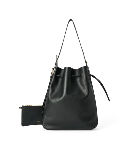 Ecco Sail Bag M - Leather Bucket Bag In Black