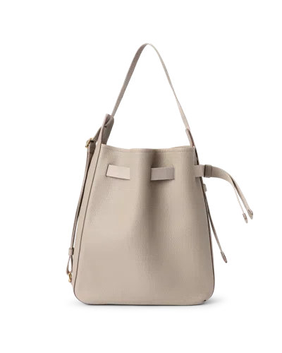 Ecco Sail Bag Medium - Leather Hobo Bag In Beige