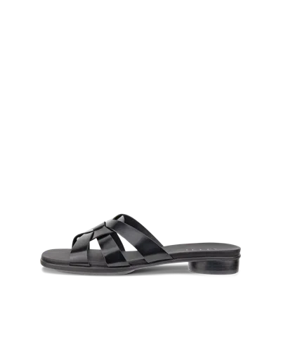 Ecco Sculpted Alba 25 - Women's Patent Leather Cross-strap Slide In Black