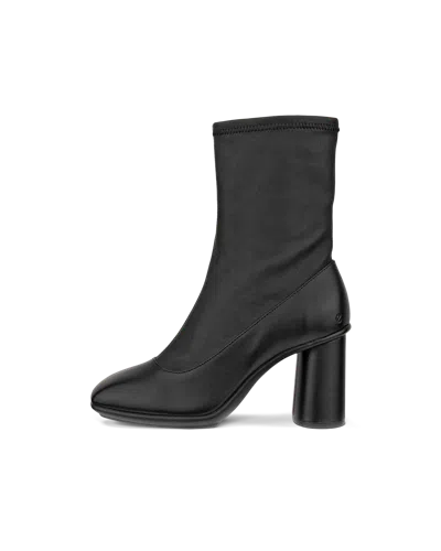 Ecco Sculpted Alba 65 - Women's Leather Mid-cut Heel Boot In Black