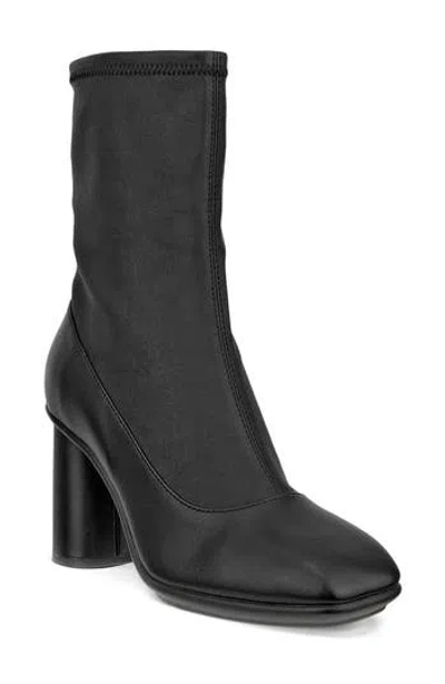 Ecco Sculpted Alba Block Leather Bootie In Black