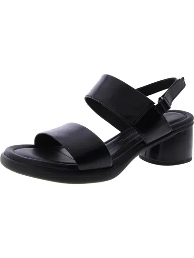 Ecco Sculpted Womens Leather Slingback Block Heel In Black