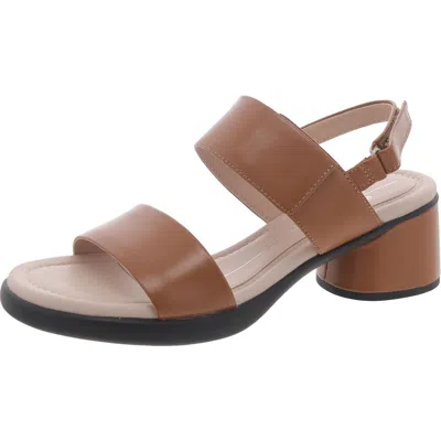 Ecco Sculpted Womens Leather Slingback Block Heel In Brown