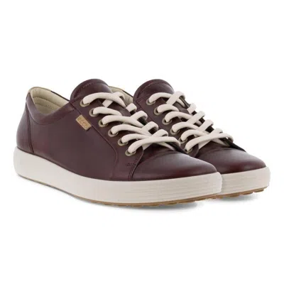 Ecco Soft 7 43000301588 Sneakers Women's Red Leather Casual Shoes Zpo3454 In Burgundy