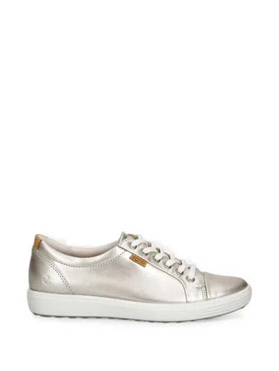 Ecco Soft 7 Metallic Leather Sneakers In Neutral