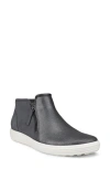 Ecco Soft 7 Mid Top Zip Sneaker In Silver Metallic,magnet Nubuck