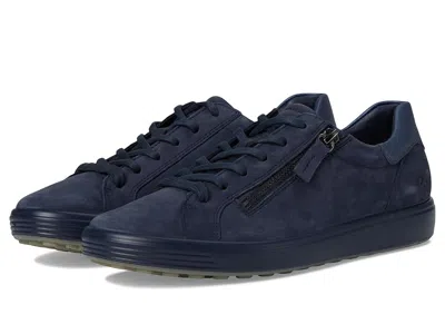 Ecco Soft 7 Side Zip Lace Sneakers In Blue