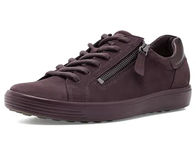 Ecco Soft 7 Side Zip Lace Sneakers Women's Shoes Raisin: Eu 39 (us Women's 8-8.5) M In Brown