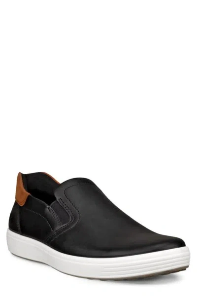 Ecco Soft 7 Slip-on Sneaker In Black/cognac