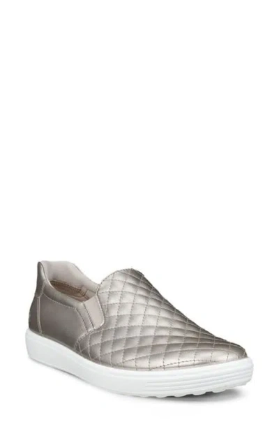 Ecco Soft 7 Slip-on Quilted Sneaker In Silver