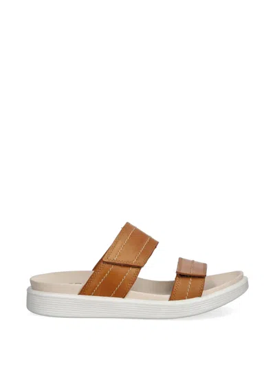 Ecco Soft Sandal Touch-strap Slides In Brown