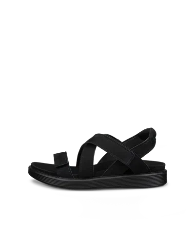Ecco Soft Sandal - Women's Nubuck Two Strap Sandal In Black