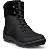 Ecco Trace Lite Waterproof Faux Shearling Lined Hiking Boot In Black