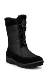 Ecco Trace Lite Waterproof Faux Shearling Lined Hiking Boot In Black