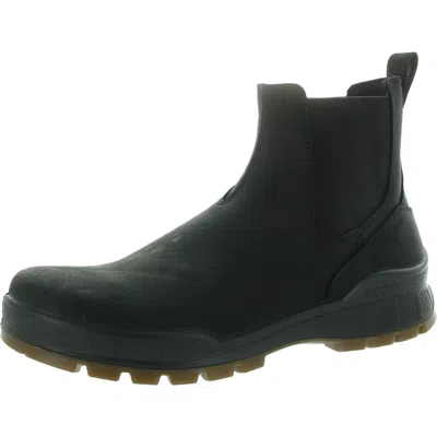 Ecco Track 25 Mens Mixed Media Leather Chelsea Boots In Black