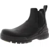 Ecco Track 25 Womens Mixed Media Leather Chelsea Boots In Black